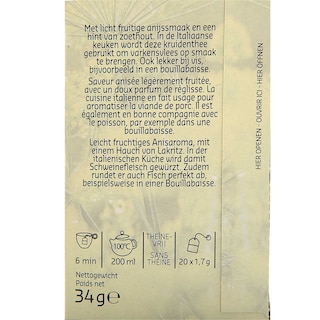 Delhaize | Bio | Kruidenthee | Venkel | Zakjes | Bio 20 x 1,7 gr