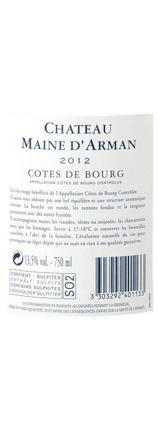 France - Frankrijk | Bordeaux - Côtes de Bourg | Château Maine d'Arman  2012 