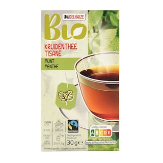 Delhaize | Bio | Kruidenthee | Munt | Zakjes | Fairtrade|Bio 