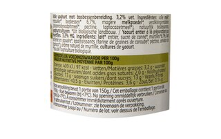 Delhaize | Bio | Yaourt | Entier | Myrtilles   -10% 