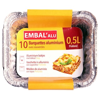 EMBAL'alu | Aluminium Bakjes | 0.5L | Met Deksels | 10st 