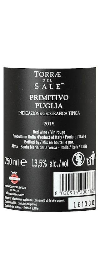 Italie - Italië | Puglia - Salento IGT | Torrae del Sale Primitivo Salento R 