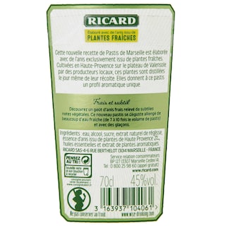 Ricard | Pastis | Plantes fraîches | 45% alc 