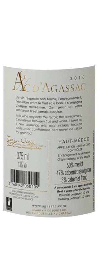 FR BORDEAUX HAUT MEDOC | CHATEAU D'AGASSAC 2010 
