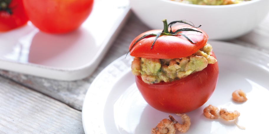 Tomaat-garnaal met guacamole