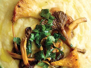 Romige polenta met gebakken bospaddenstoelen