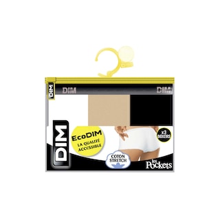 Dim | EcoDIM | Boxers coton | wit/beige/zwart | 36/38 
