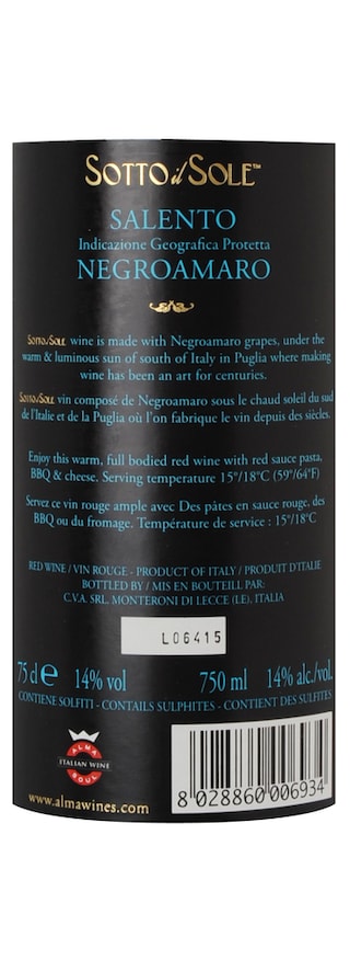 Italie - Italië | Puglia - Salento IGT | Sotto Il Sole Negroamaro 2015 