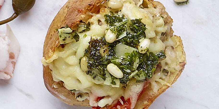 Volcano potatoes au haché, mozzarella et épinards