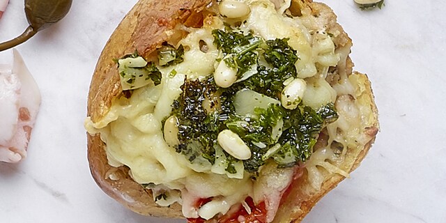 Volcano potatoes au haché, mozzarella et épinards