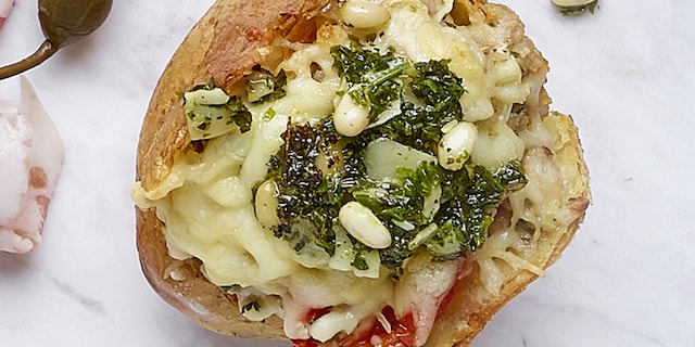 Volcano potatoes au haché, mozzarella et épinards