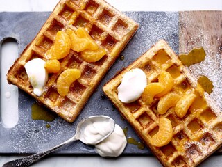 Brusselse wafels met siroop van clementines