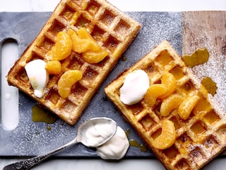 Brusselse wafels met siroop van clementines