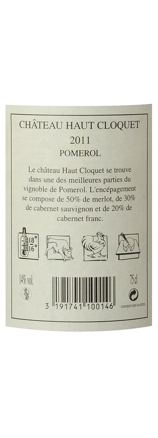 FR BORDEAUX POMEROL | CHATEAU HAUT CLOQUET 2011 