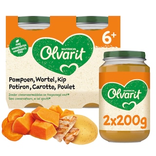 Olvarit | Maaltijd | Pompoen Wortelen Kip | 6M 