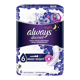 Always | Discreet | Serviettes Hygièniques | Incontinence | Nuit | Discret 