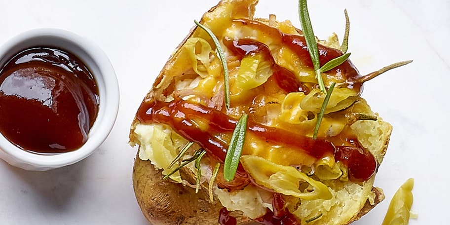 Volcano potatoes met cheddar en Tiroler Speck