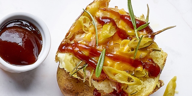 Volcano potatoes met cheddar en Tiroler Speck