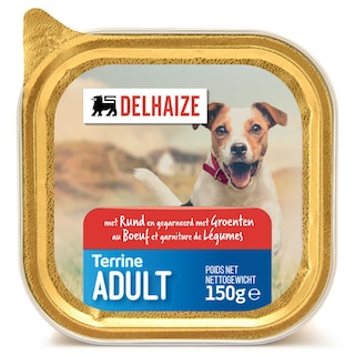 Delhaize | Hondenvoeding | Terrine | Rundvlees | Groente 