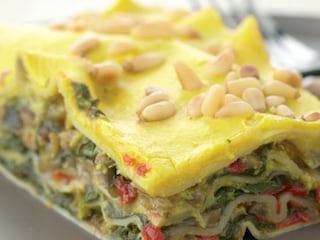 Verse lasagne met spinazie en venkel-saffraansaus