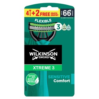 Wilkinson Sword | Rasoirs Jetables | Xtreme 3 | Sensit | 4+2 6 pc