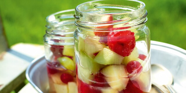 Vruchtensalade met vanillesiroop