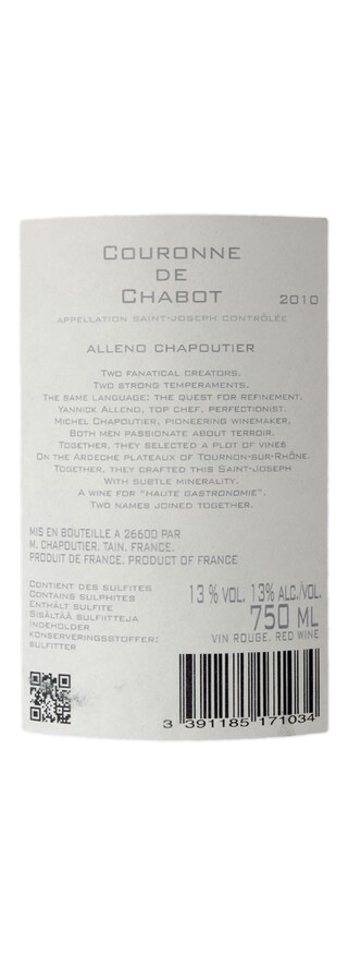 FRANCE - RHONE | COTES DU RHONE SEPTENTRIONAL | SAINT JOSEPH COURONNE CHABOT 10 R 