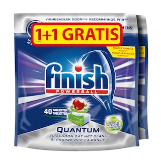 Finish | Tablettes lave-vaisselle | Quantum | Degraissant | 1+1 gratuit 