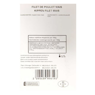 Delhaize | Filet | Poulet maïs | | Coq Ardenne 