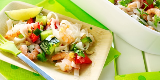 Noedelsalade met garnalen