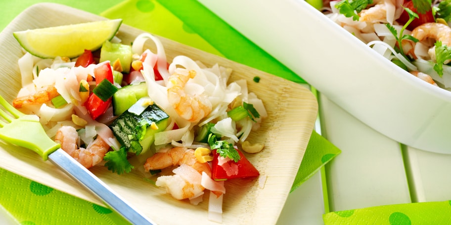 Noedelsalade met garnalen