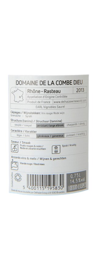 FR COTES DU RHONE VILLAGES | Côtes du Rhône Rasteau AC | Domaine de la Combe Dieu 2013 Rood 
