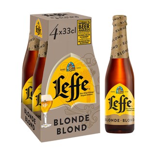 Leffe | Bière d'abbaye | Blonde | 6,6% alc | Bouteille 4 x 33 cl