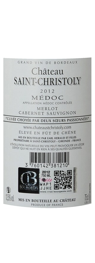 France - Frankrijk | Bordeaux Médoc Cru Borgeois | Château Saint Christoly 2012 