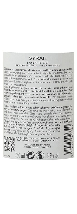 FR MIDI COTEAUX DU LANGUEDOC | Midi Languedoc-Roussillon | Naturae Syrah 2014 Rood 