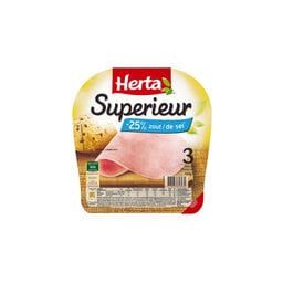 Herta | Superieur Ham -25% zout| 3 sneden 