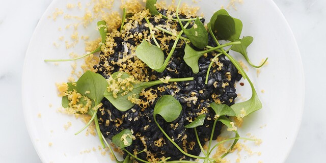 Risotto met zeekat en postelein