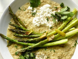 Risotto de quinoa aux asperges, citron et faisselle