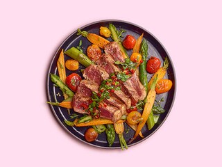 Ierse tussenrib met chimichurri en mini groenten met tijm