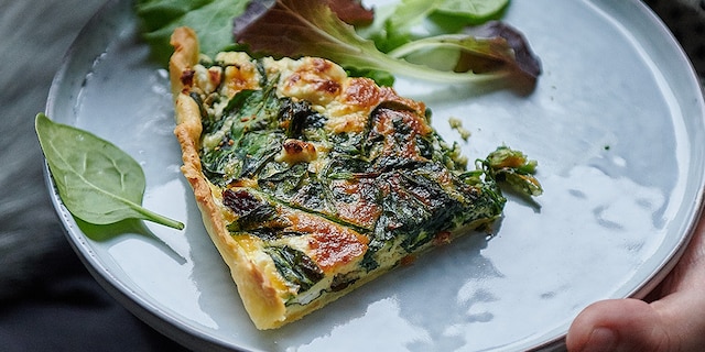 Quiche met spinazie en feta