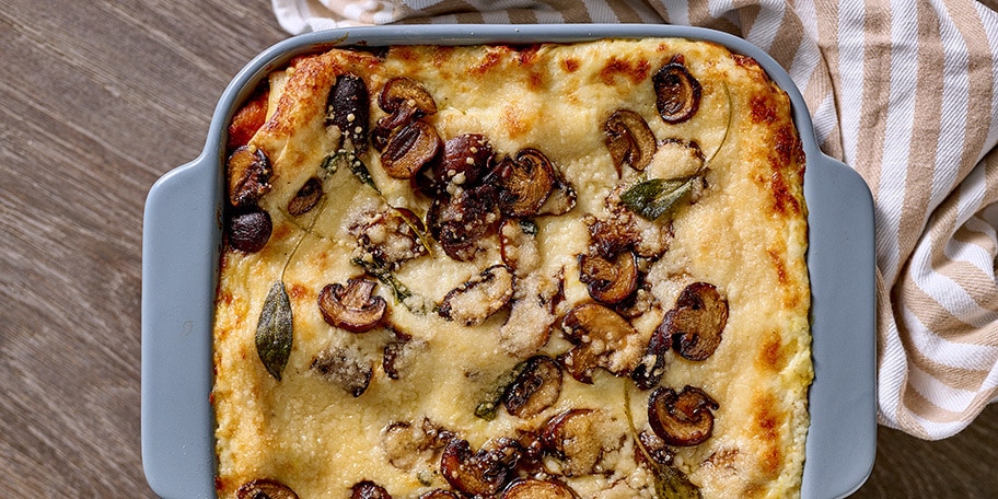 Lasagne à la butternut, sauge et champignons