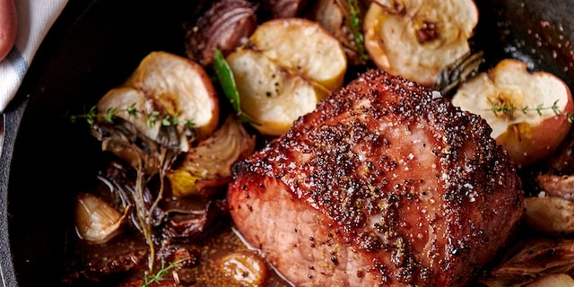 Rôti de porc aux pommes et au sirop de Liège