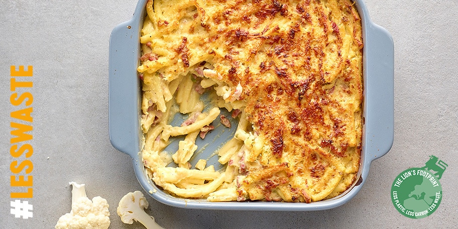 Macaronis à la carbonara de chou-fleur