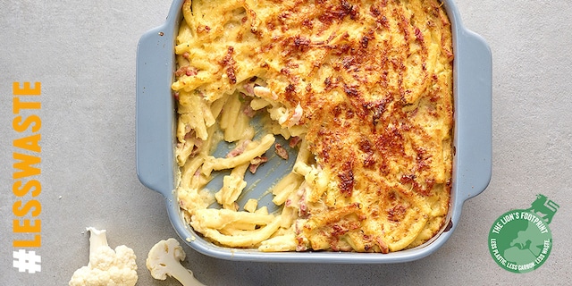 Macaronis à la carbonara de chou-fleur