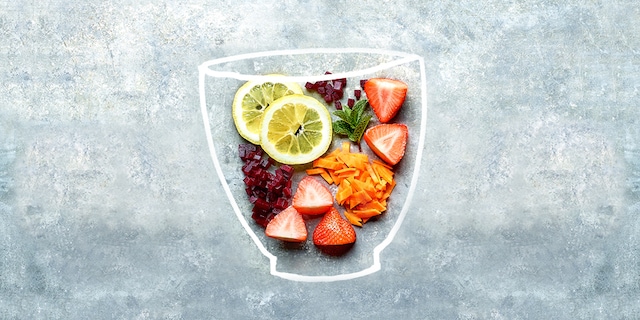 Yaourt aux fraises, carotte et betterave