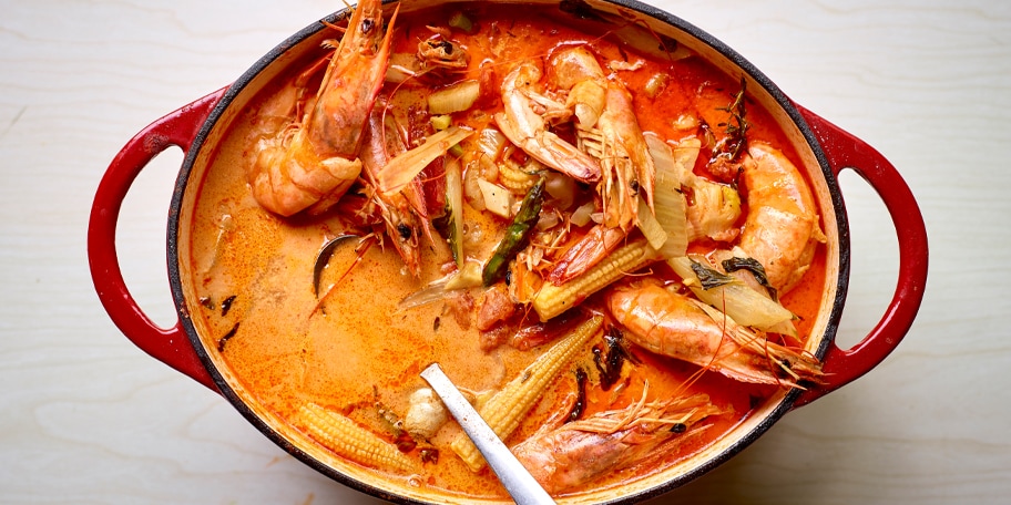 Cocotte de gambas aux légumes