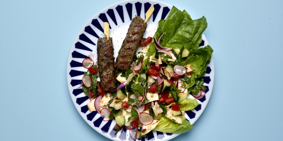 Gegrilde kefta met fattoush