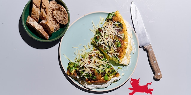 Gesouffleerde omelet met ricotta en broccoli