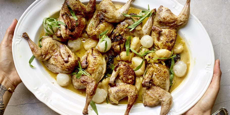 Cailles aux litchis et à l’estragon