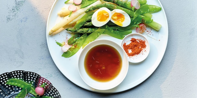 Gestoomde groenten met sake en gember